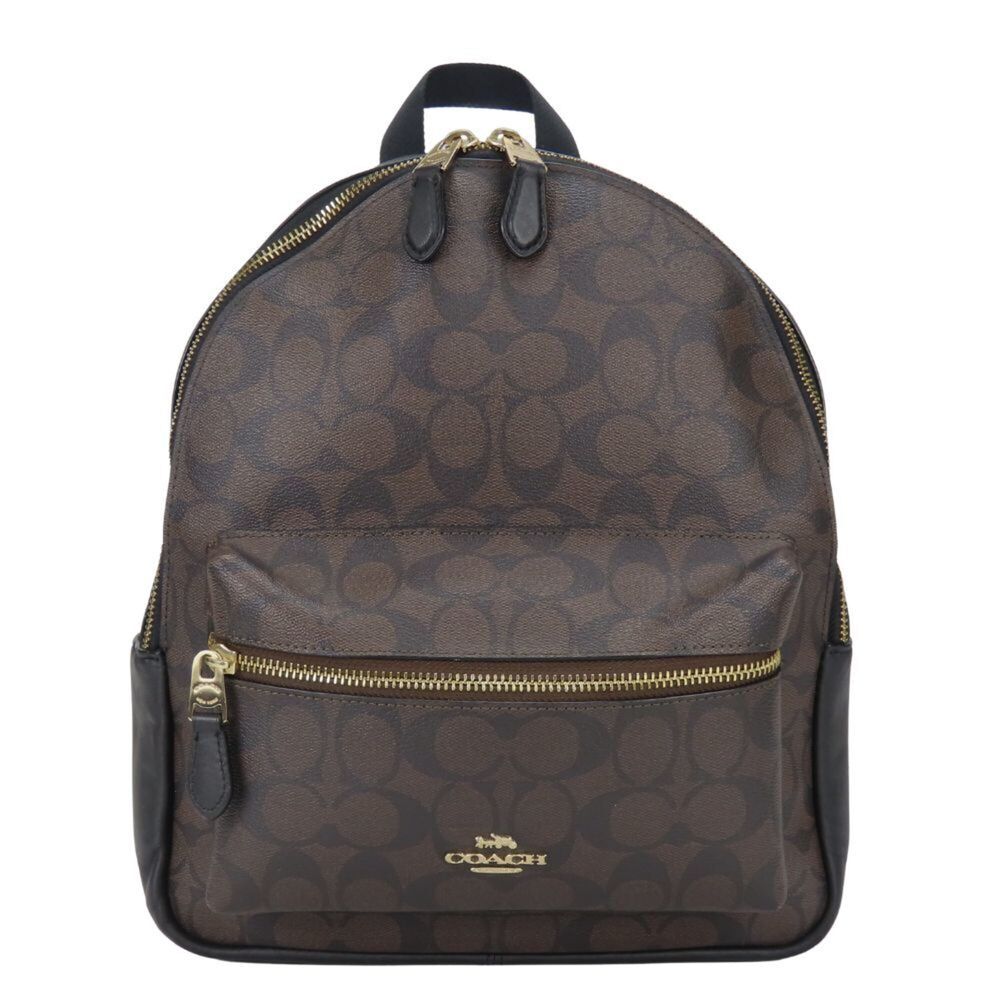 Coach Signature Backpack F32200 Leather Dark Brown Black Women's COACH